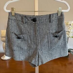 Generation Love Plaid Tweed Shorts Size 2 Black White Checkered High Rise NWOT